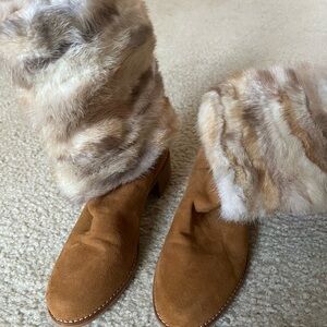 Stuart Weitzman Brown suede Faux Fur Women's Boots (NWT) size 5